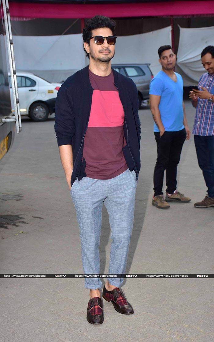 Tahir looked suave in a pink t-shirt, blue jacket and blue pants. He topped the look with black shades and maroon oxford shoes.