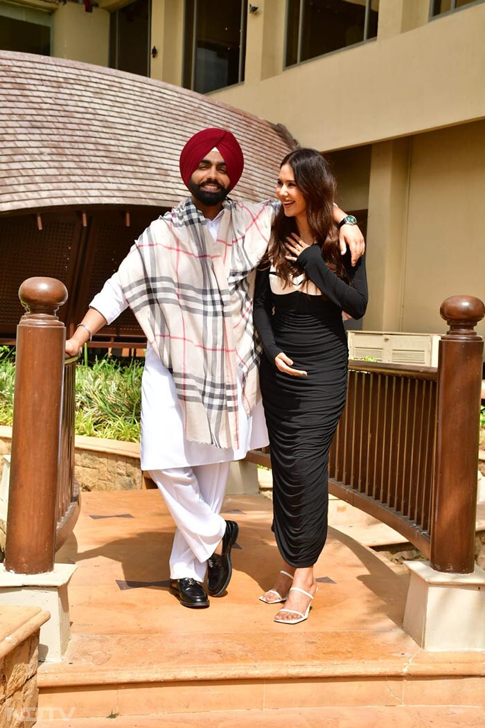 Sonam Bajwa and Ammy Virk were out and about in the city for promotions of their upcoming film Kudi Haryane Val Di (Image Courtesy: Varinder Chawla)