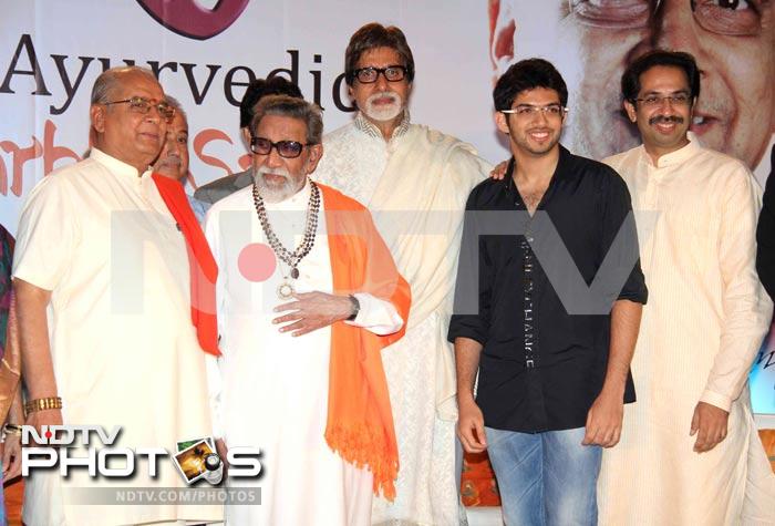 Big B, Bal Thackeray at a book launch