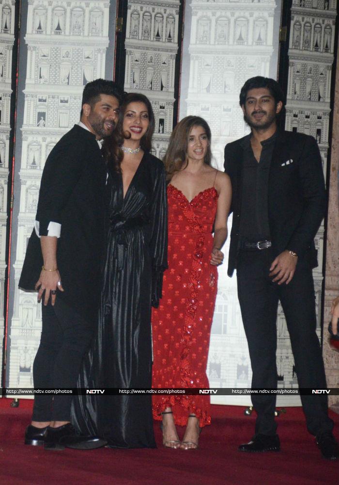 Mohit Marwah and Antara caught up with friends before entering the party.