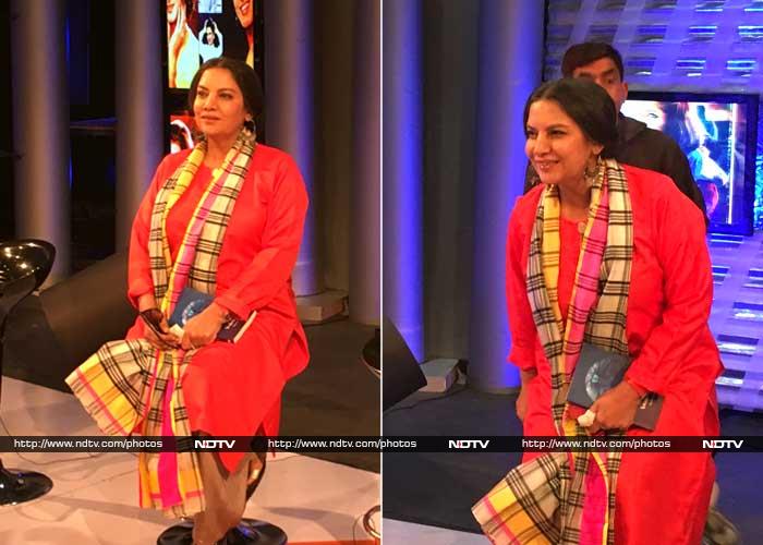 Shabana<i>ji</i>, who plays Neerja's mother in the movie, smiled for the cameras.  <br><br>Photo courtesy: Chayan Rastogi