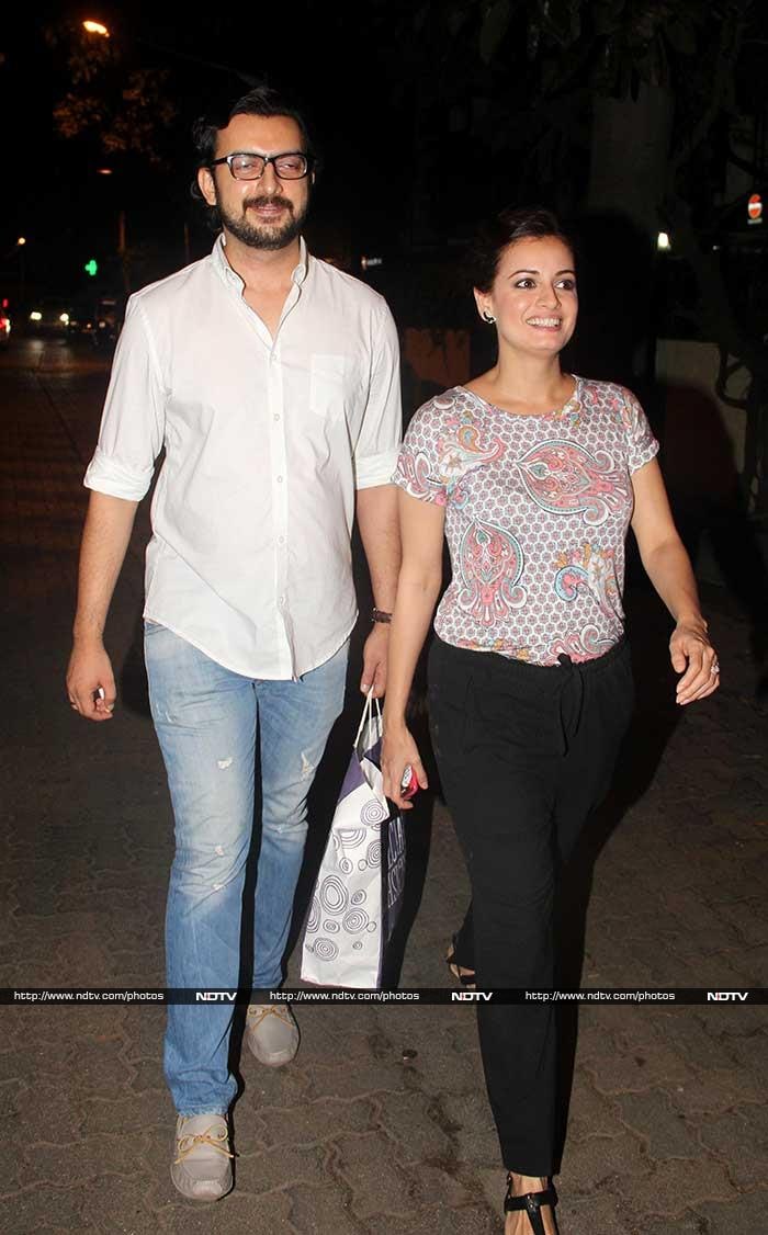 Meanwhile, actress Dia Mirza was spotted with her husband Sahil in Bandra.