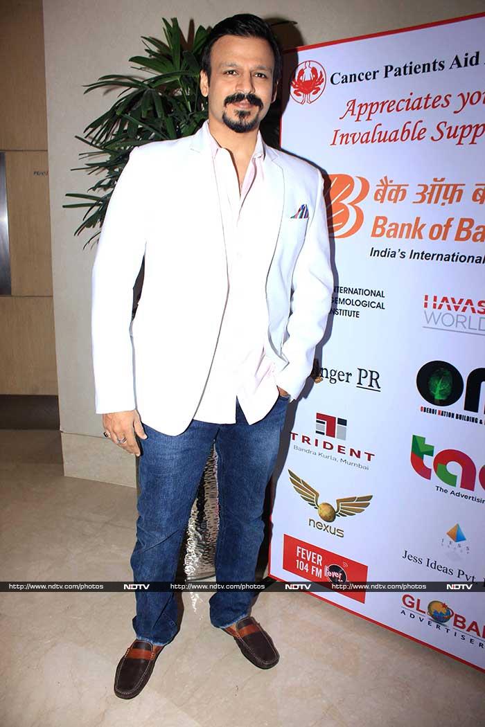 Across town, actor Vivek Oberoi was suited up as he attended an event to raise awareness about cancer.