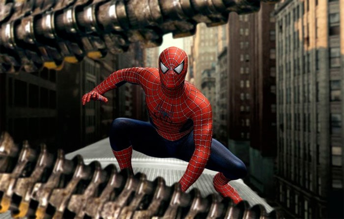 Tobey Maguire as Spider Man in Columbia Pictures' <i>Spider Man 2</i> (2004). (Photo: Courtesy Columbia Pictures)