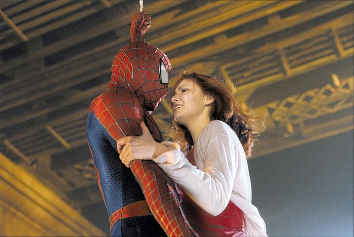 Tobey Maguire as Spider Man and Kirsten Dunst as Mary Jane in Columbia Pictures' <i>Spider Man</i> (2002). (Photo: Courtesy Columbia Pictures)