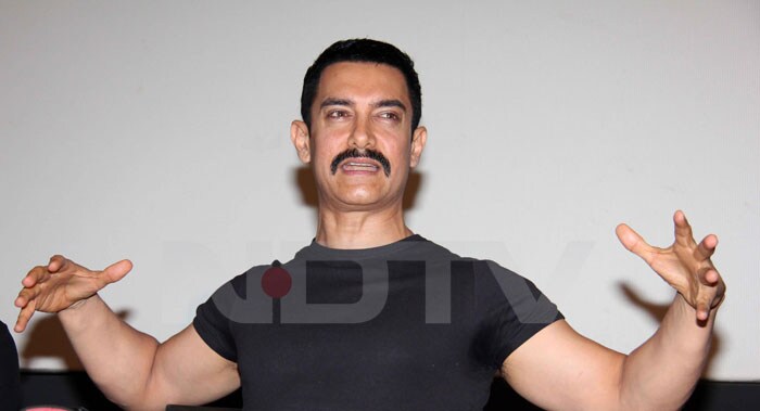 Aamir interacts with the media.