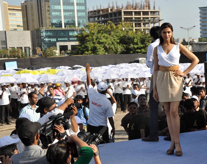 Deepika Padukone was spotted at a media interaction for a facial cleanser in Mumbai.