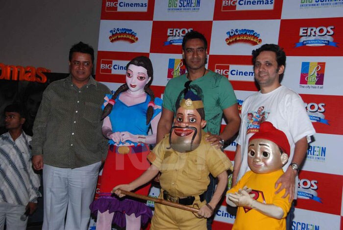 Ajay and the toons gathered a few laughs at a mall recently at a promotional event for Toonpur Ka Superhero.