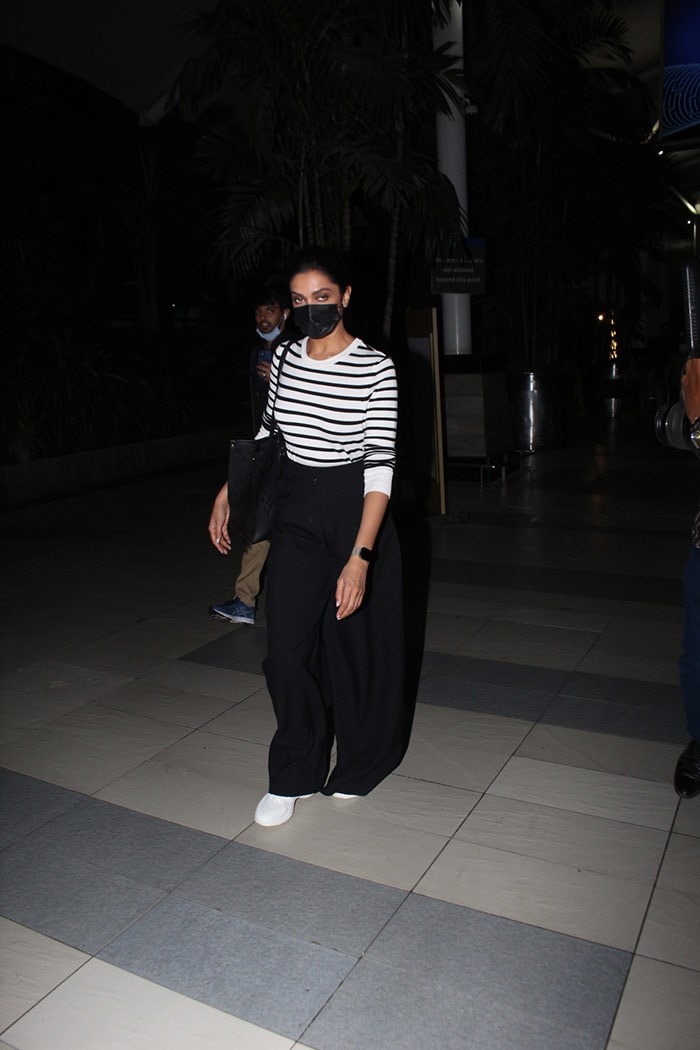 Deepika Padukone was pictured at the airport in Mumbai.