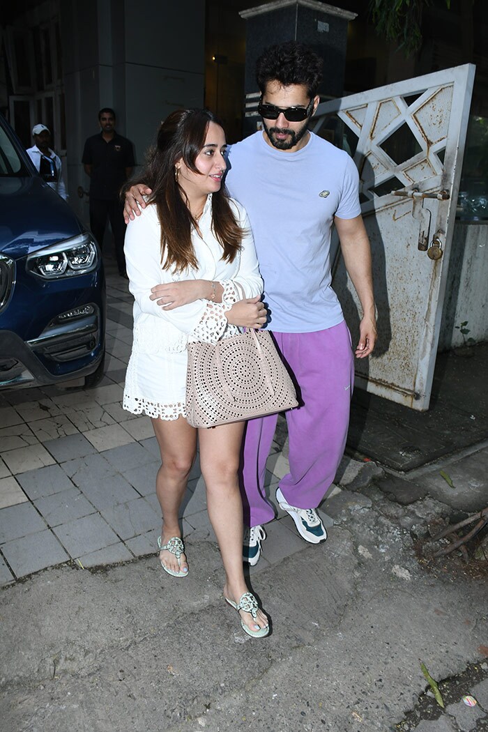 Varun Dhawan was spotted with wife Natasha Dalal outside a clinic in Juhu.