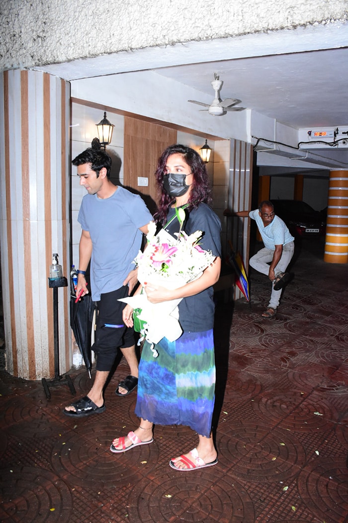 Richa Chadha was pictured with <i>Fukrey</i> co-star Pulkit Samrat in the city.