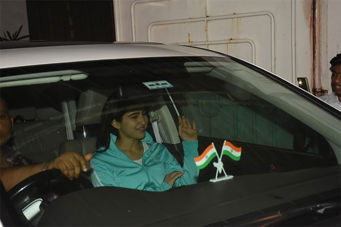 Sara Ali Khan was spotted in her car in Mumbai.