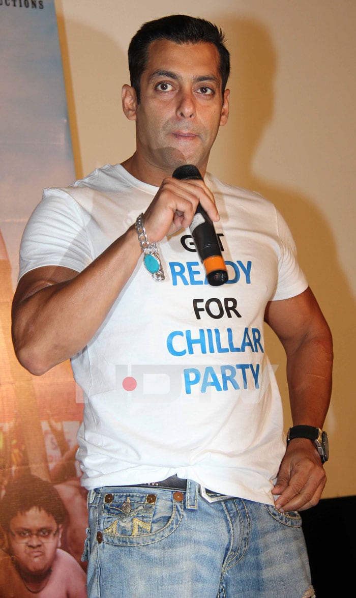 Salman interacts with the press.