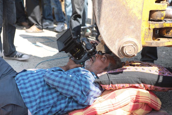 Prakash Jha is in the middle of all the action on the sets of his next Aarakshan.