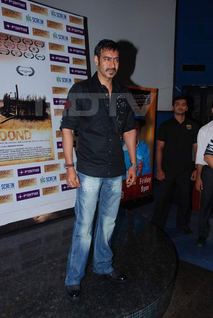 Ajay Devgn was spotted at the press meet for the film <i>Boond</i>.