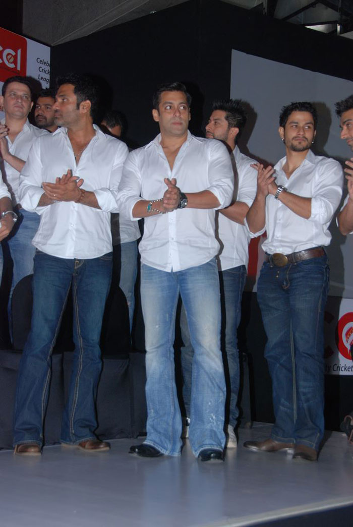 All for one and one for all: Salman and the rest of the boys look on.