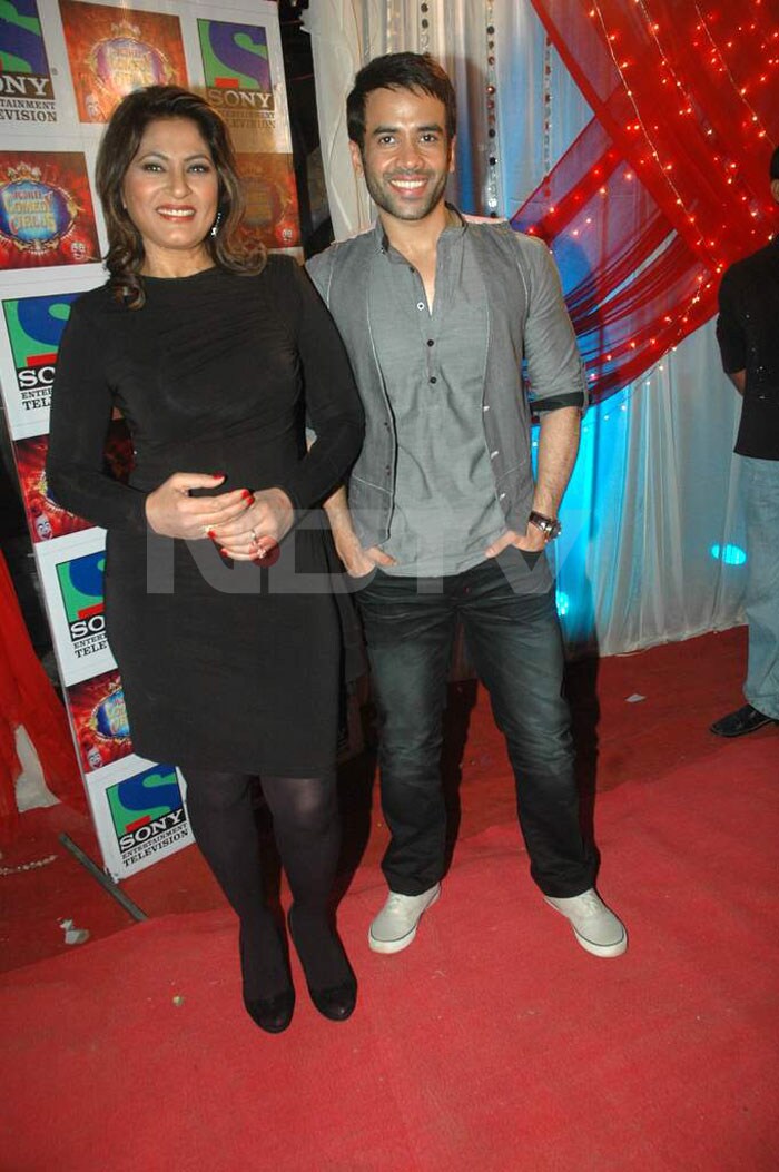 Archana Puran Singh and Tusshar Kapoor were in grey and black.