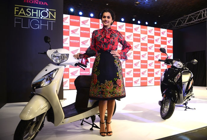 Taapsee looked gorgeous in a Hemant and Nandita printed ruffled-sleeve top worn with an embroidered skirt.