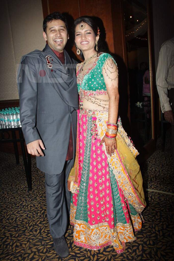 Sandesh Mayekar's daughter with her fiance at the Sangeet.