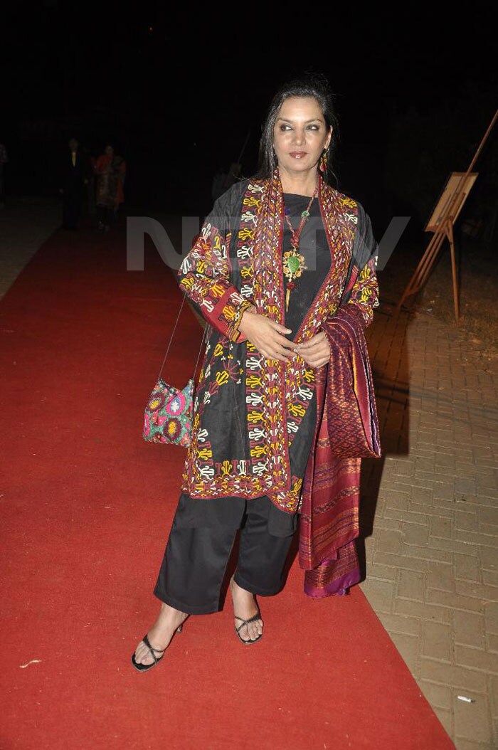 A very colourful and sterm Shabana Azmi at the show.