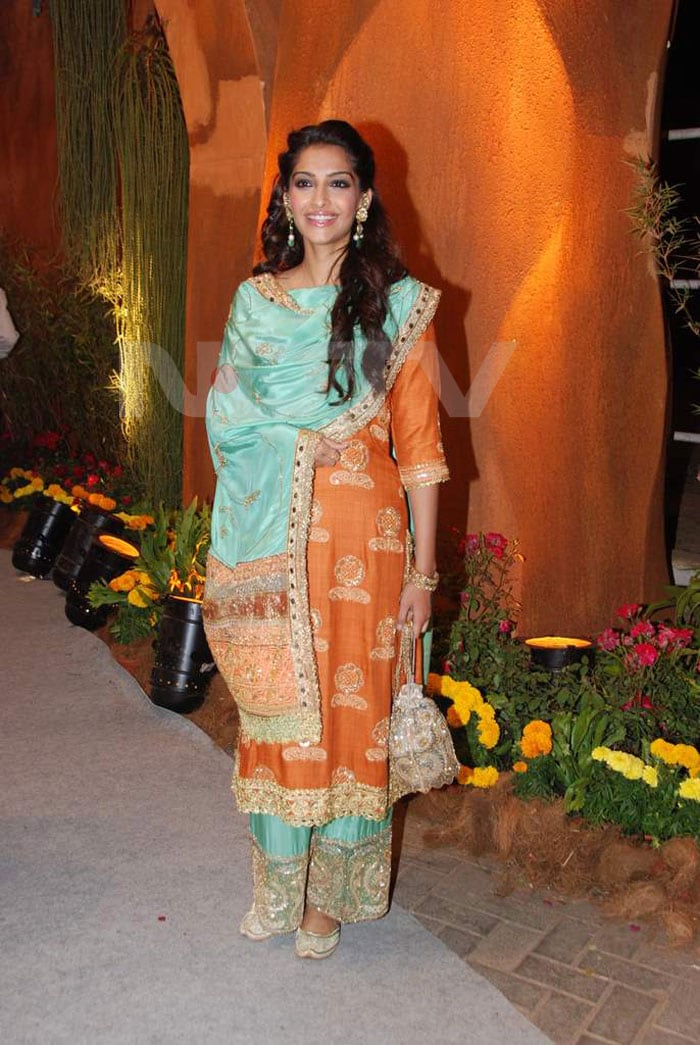 Sonam Kapoor walked in in an Anuradha Vakil outfit.