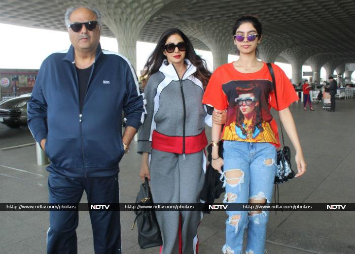 Airport Style Check, With Sridevi, Khushi And Malaika
