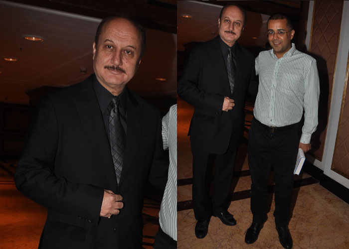 Actor Anupam Kher seen with author Chetan Bhagat.