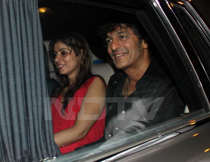 Chunky Pandey and his wife Bhawna at the party.