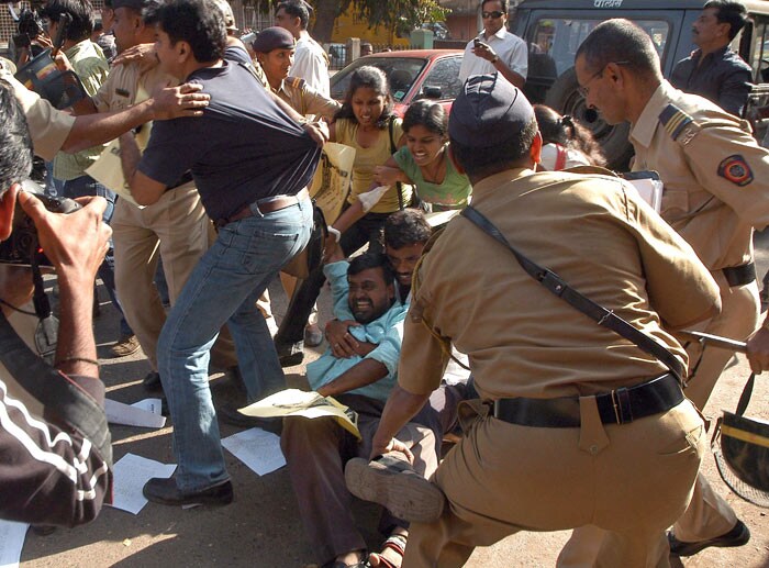 Around 2000 Shiv Sainiks have been arrested as part of the precautionary and punitive police action ordered by the state government. (Photo: AFP)