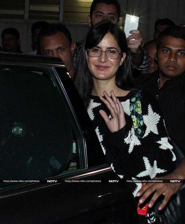 Happy to be home: Bespectacled Katrina with mother
