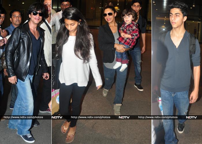 Shah Rukh, Gauri Return Home With AbRam, Suhana and Aryan