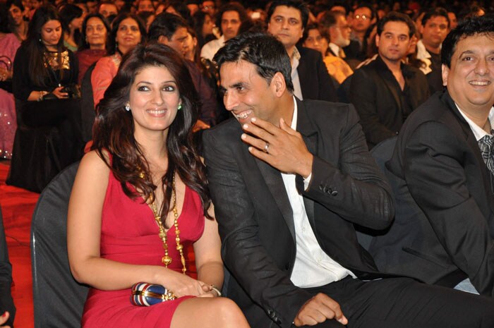 Akshay 'Khiladi' Kumar shares a joke with wife Twinkle Khanna. (Photo: IANS)