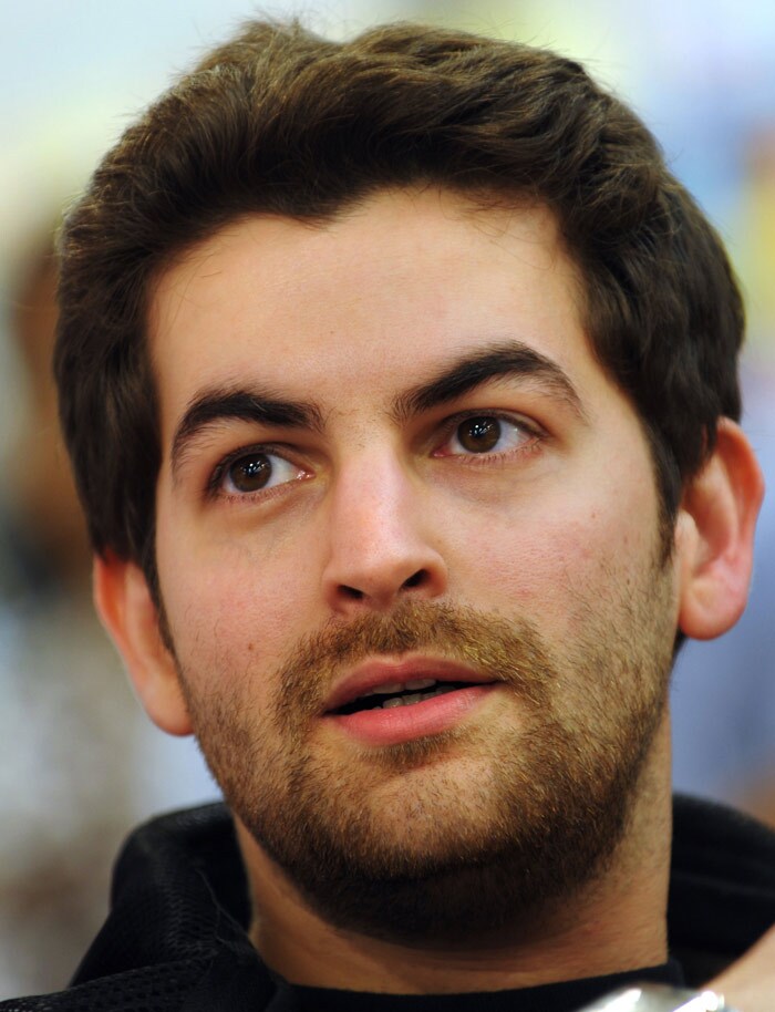 Neil Nitin Mukesh gestures as he attends a function organised to promote his forthcoming film <i>Jail</i> in Bangalore. (Photo: AFP)