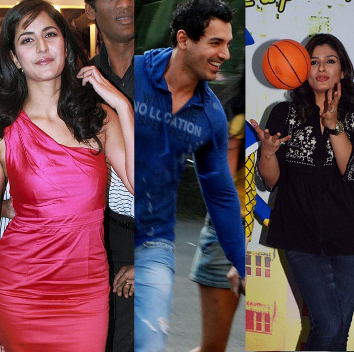 Bollywood actors Katrina Kaif, John Abraham and Raveena Tandon were spotted doing their bits of promotions.