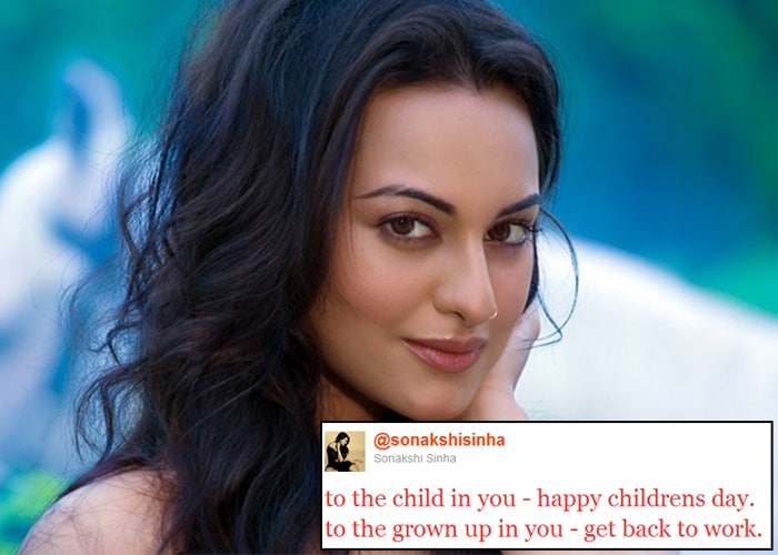 <b>Sonakshi Sinha</b>: to the child in you - happy childrens day. to the grown up in you - get back to work