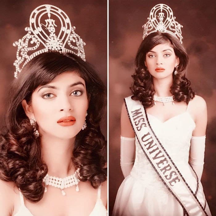 Young Sushmita dabbled in modelling before participating in the Miss India pageant in 1994. But she almost withdrew her application when she realised that Aishwarya Rai was also participating. <br><br>In the tie-breaker, when asked about the Indian textile industry, Sushmita answered, "It started off with Mahatma Gandhi's <i>khadi</i>, and it has gone a long way since then. But the basics still lie there." <br><br>This was enough for the judges and, in what was considered as a shock defeat, Aishwarya had to settle for the second place. <br><br>This image was posted on Instagram by <a href="https://www.instagram.com/p/BFpDz59iMfQ/" target="_blank" rel="nofollow" >Sushmita Sen</a>