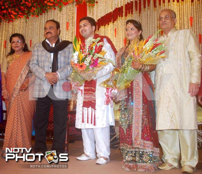 Madhuri, Dilip Kumar at society wedding