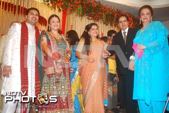 Madhuri, Dilip Kumar at society wedding