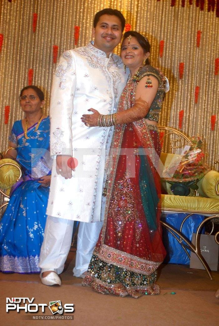 Madhuri, Dilip Kumar at society wedding