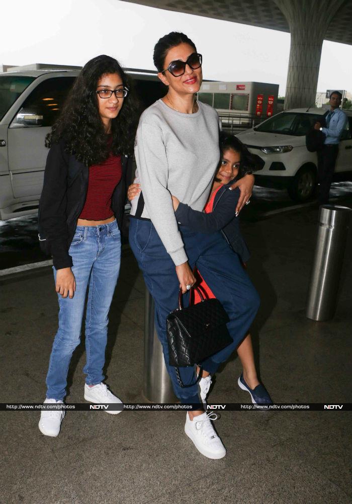 Alisah And Renee See Sushmita Sen Off At The Airport