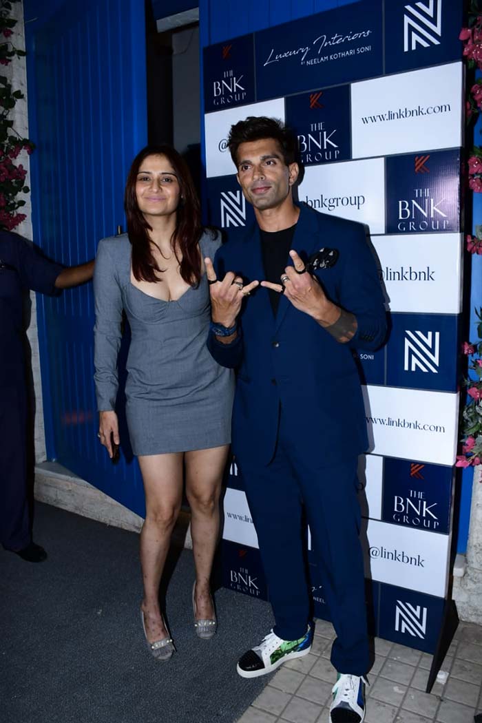 BFFs Karan Singh Grover and Arti Singh were also clicked at Neelam Kothari's party