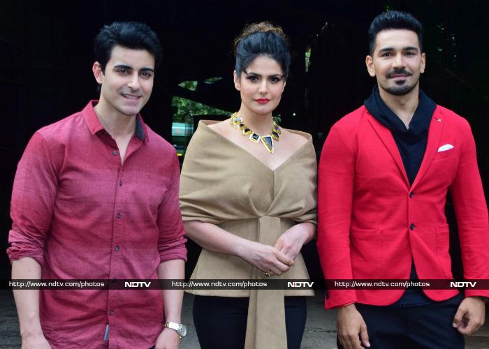 Zareen Khan, Gautam Rode and Abhinav Shukla, who will feature in <i>Aksar 2</i>, were photographed outside the sets of <i>Comedy Dangal</i>.