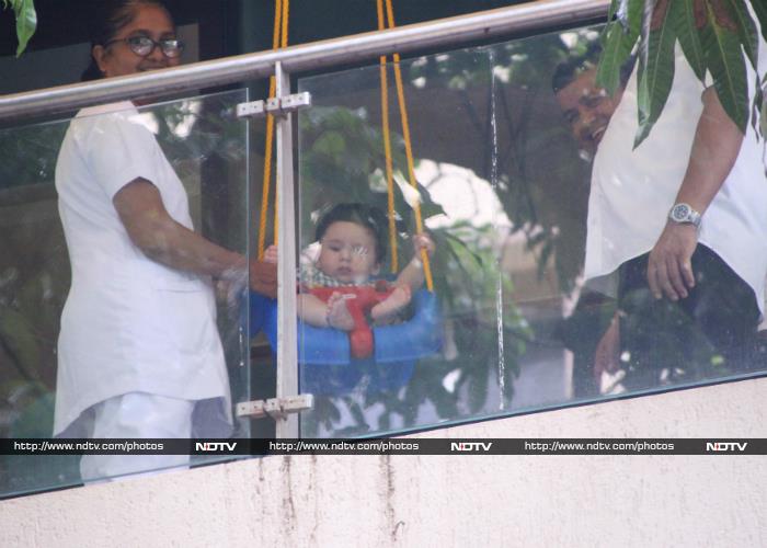 Taimur Ali Khan Enjoys Swing Time In The Balcony