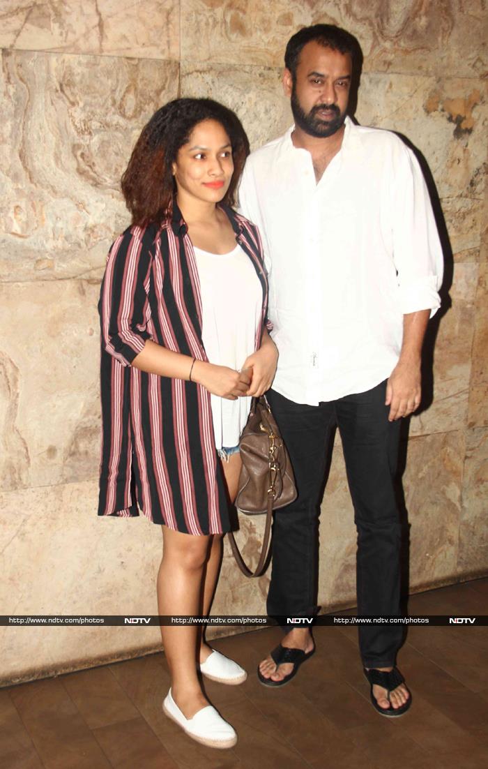 Designer Masaba Gupta came with her fiance Madhu Mantena, one of the four co-owners of Phantom Films.