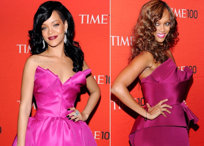 Rihanna, Tyra: Pink ladies on the red carpet
