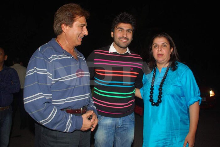 Father-Son act: Raj and Arya Babbar came to see the fun flick.