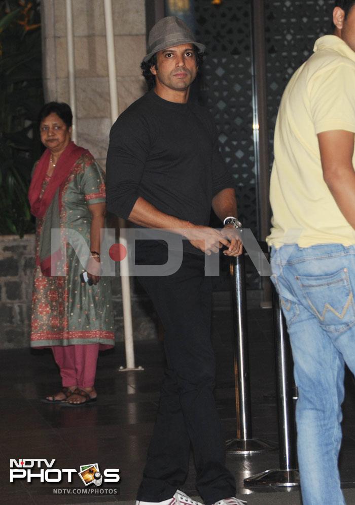 Farhan Akhtar waits for his turn to get in.