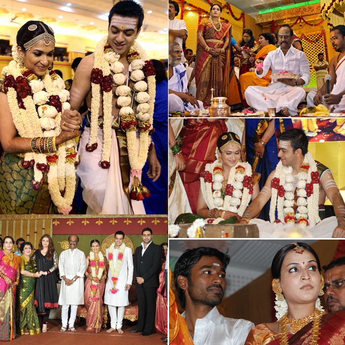 Rajinikanth's younger daughter, Soundarya, married Ashwin Kumar in the biggest, fattest wedding ever in September. A galaxy of stars showed up to wish the happy couple, among them Aishwarya and Abhishek, Kamal Haasan, Prabhu Deva Chiranjeevi and Sridevi.