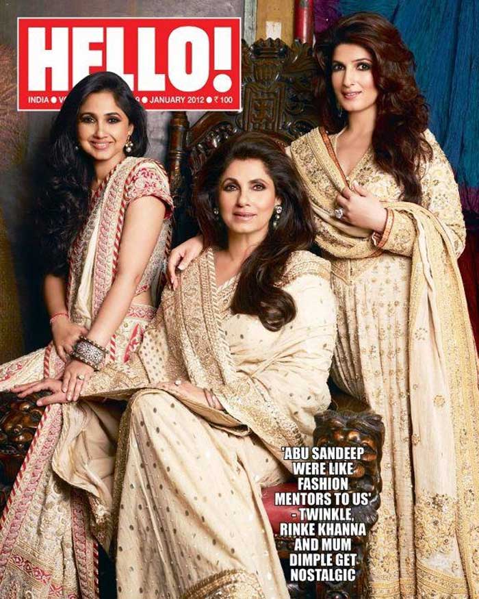 Dimple and her daughters on the cover of Hello magazine