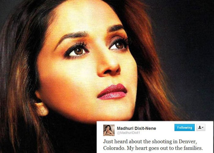<b>Madhuri Dixit</b>: Just heard about the shooting in Denver, Colorado. My heart goes out to the families.